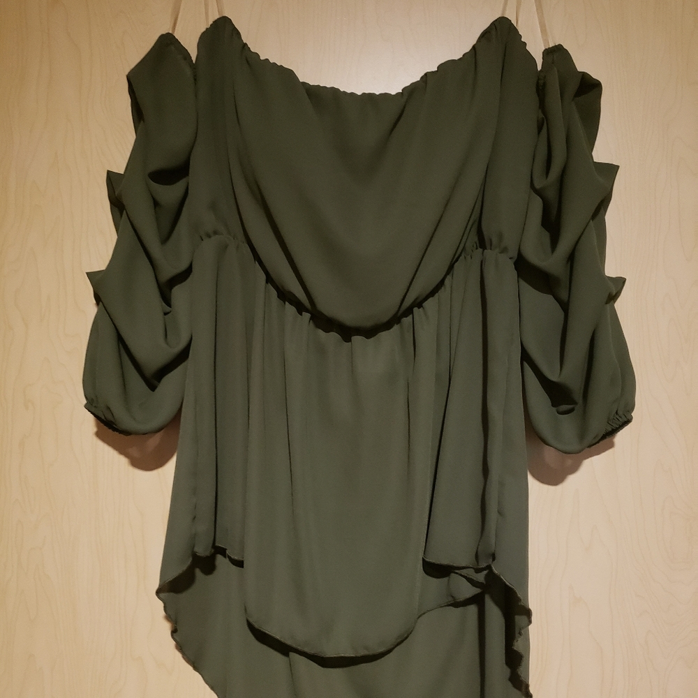 Green off the shoulder top